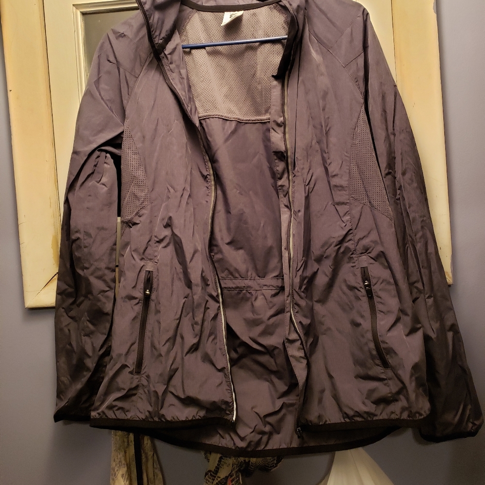 Layer 8 Womens wind breaker work out Zip up jacket charcoal grey Size M